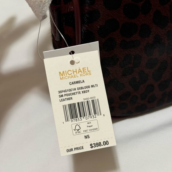 🌟MICHAEL MICHAEL KORS🌟 NWT Carmela Sm Pouchette Crossbody Leather Color:Oxblood - Picture 8 of 8